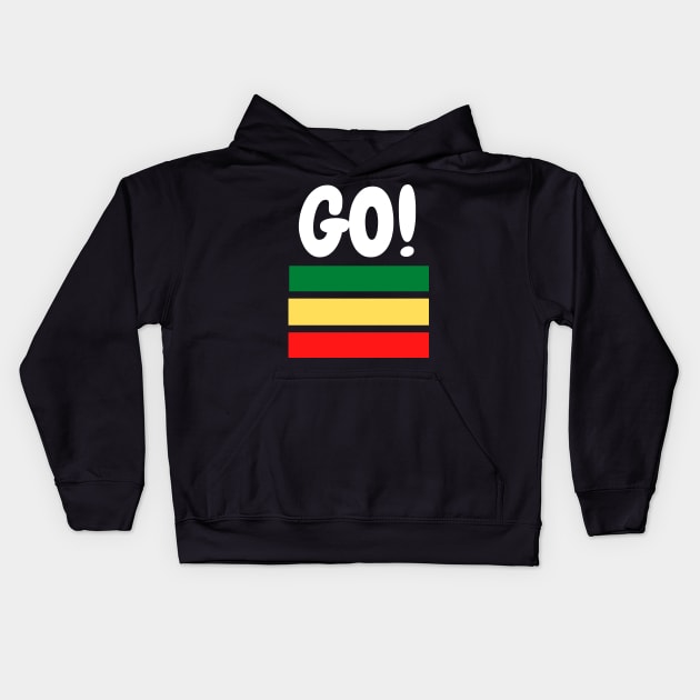 Red, yellow, green colour and then Go!!!  Motivational Design, minimalist Kids Hoodie by Lovelybrandingnprints